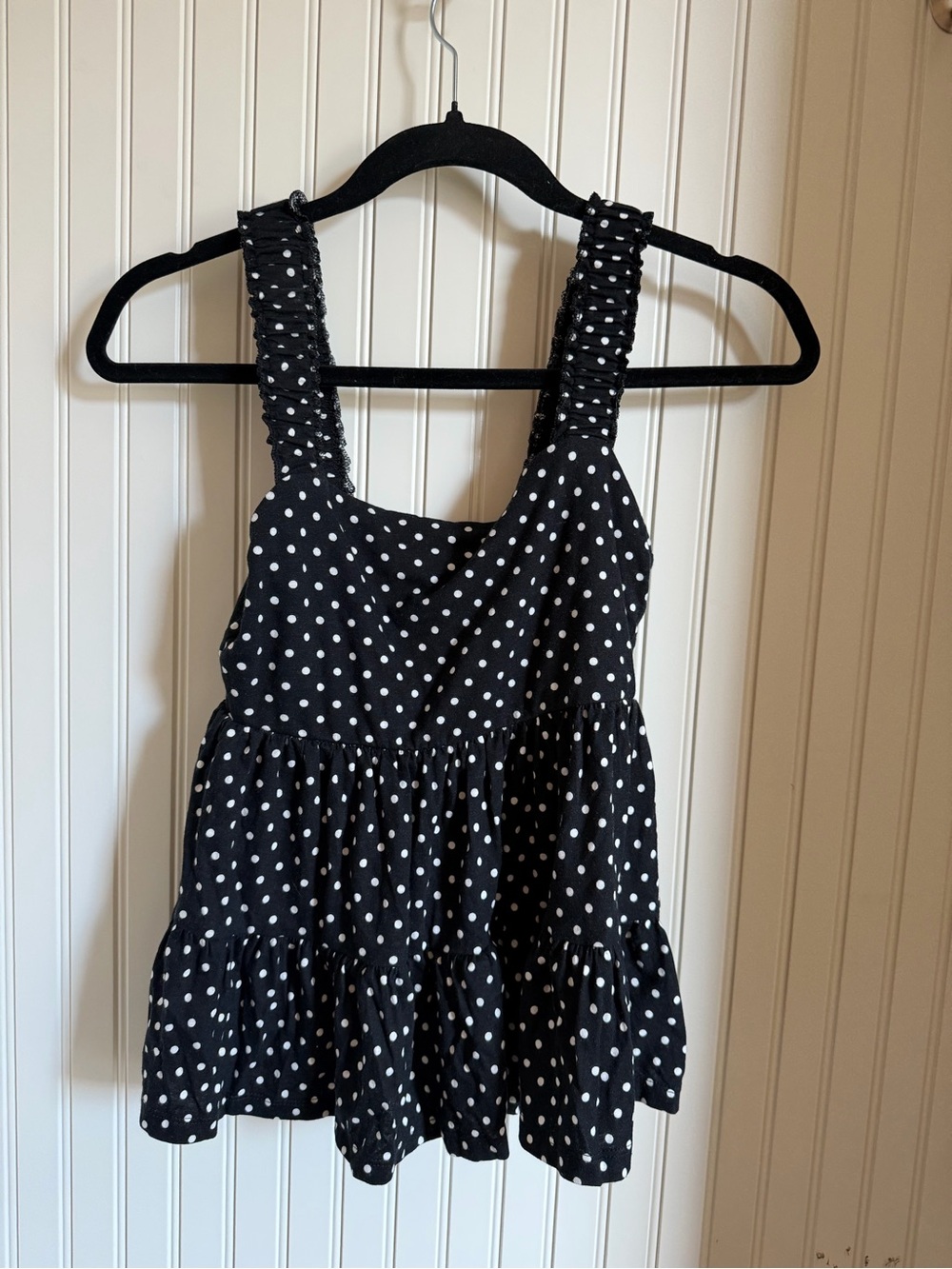 Black Polka Dot Tiered Tank Top - Classic Summer Style